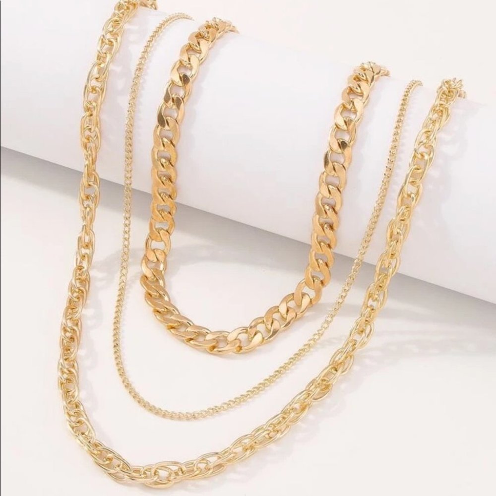 NEW 18k Multilayer Cuban Style Neckalce - Picture 2 of 4